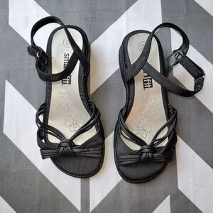 Smartfit size 12 1/2 girls black platform strappy sandles